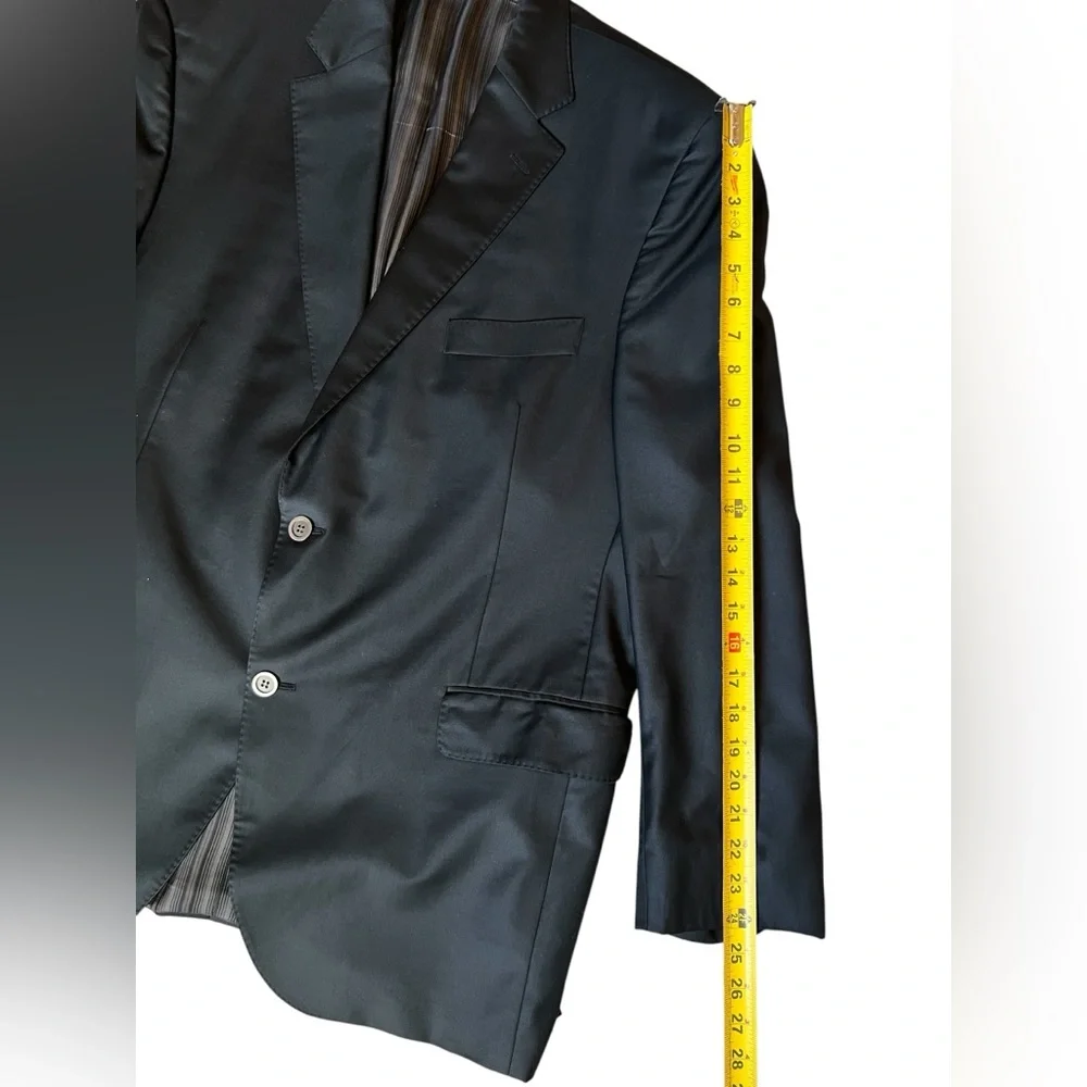 Jack Victor E Thomas Bespoke 45R Black Wool/Cashmere 2 Button Suit Jacket
